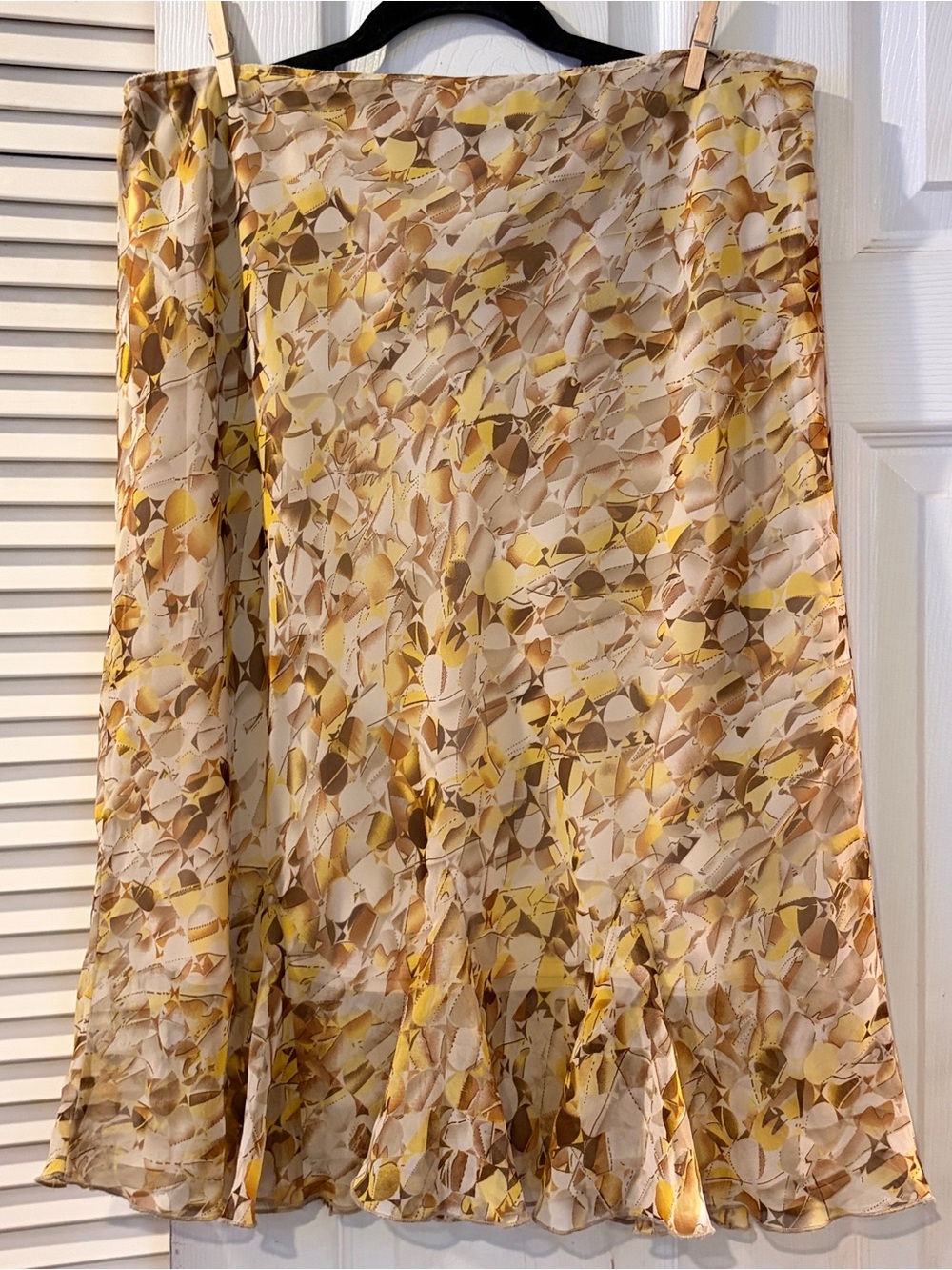 NYCC Y2K Fairy Grunge Midi Skirt L Abstract Print Flowy Flared Lined Work Casual